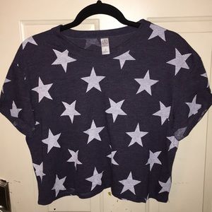 Alternative Cropped Blue Star Top. Size Small